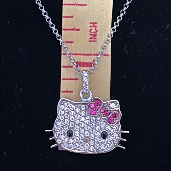 Hello Kitty Dominique & Pink Saph.Pave sterling silver necklace/ring set-Retired - Picture 13 of 14